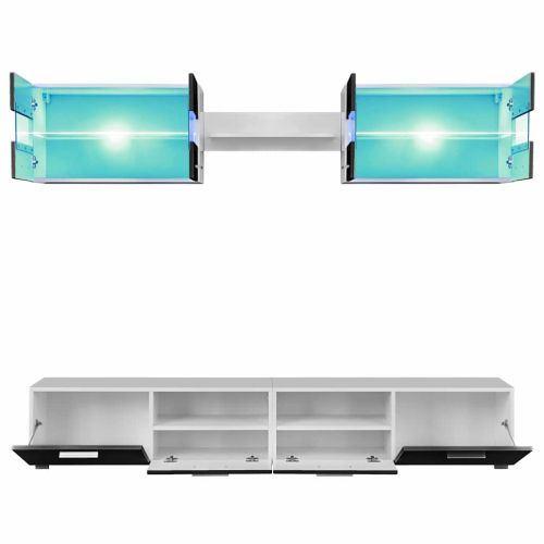ТВ секция от 5 части с LED осветление, черен гланц