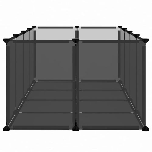 Клетка за малки животни, черна, 144x74x46,5 см, PP и стомана