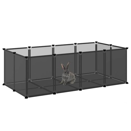 Клетка за малки животни, черна, 144x74x46,5 см, PP и стомана