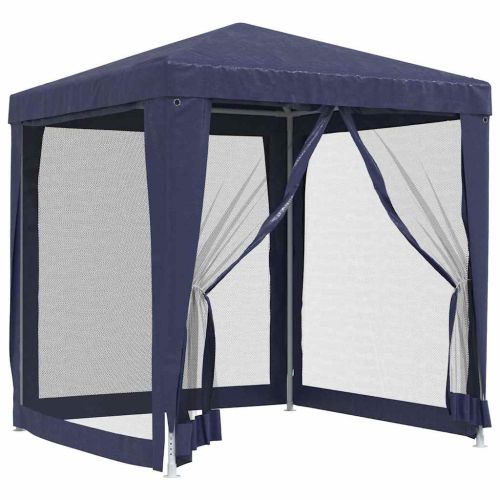 Парти палатка с 4 мрежести странични стени, синя, 2x2 м, HDPE