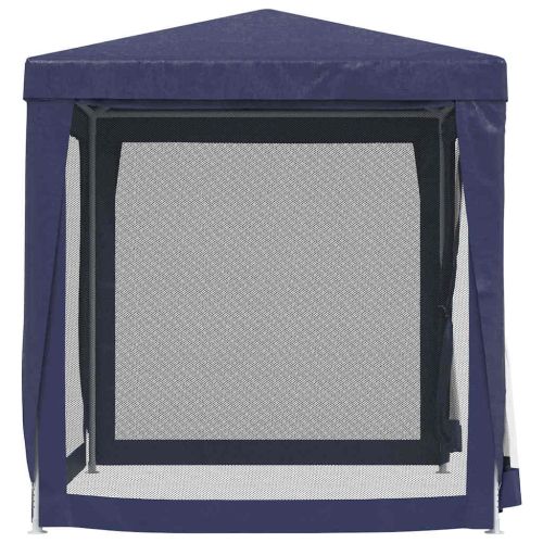 Парти палатка с 4 мрежести странични стени, синя, 2x2 м, HDPE