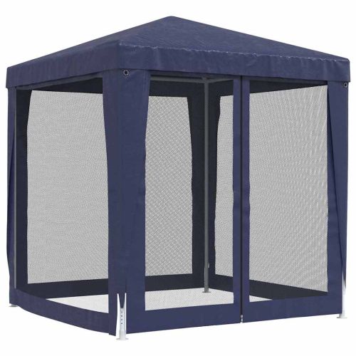 Парти палатка с 4 мрежести странични стени, синя, 2x2 м, HDPE