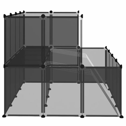 Клетка за малки животни, черна, 143x107x93 см, PP и стомана