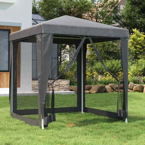 Парти палатка с 4 мрежести странични стени антрацит 2x2 м HDPE
