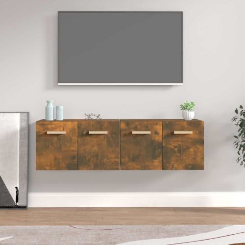 Стенни шкафове 2 бр опушен дъб 60x36,5x35 см инженерно дърво