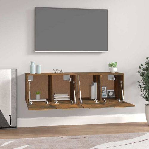 Стенни шкафове 2 бр опушен дъб 60x36,5x35 см инженерно дърво