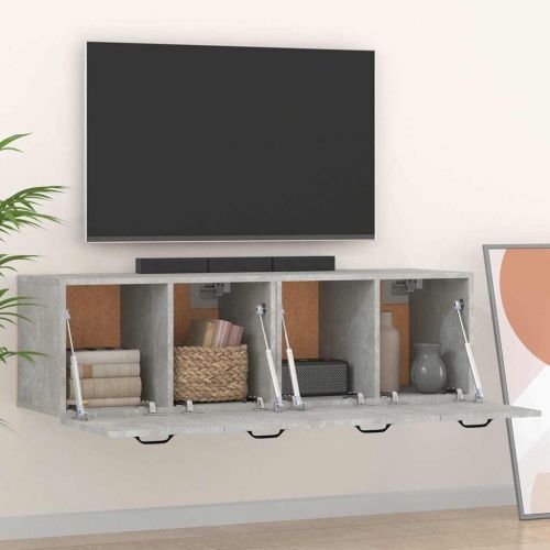 Стенни шкафове 2 бр бетонно сиви 80x35x36,5 см инженерно дърво