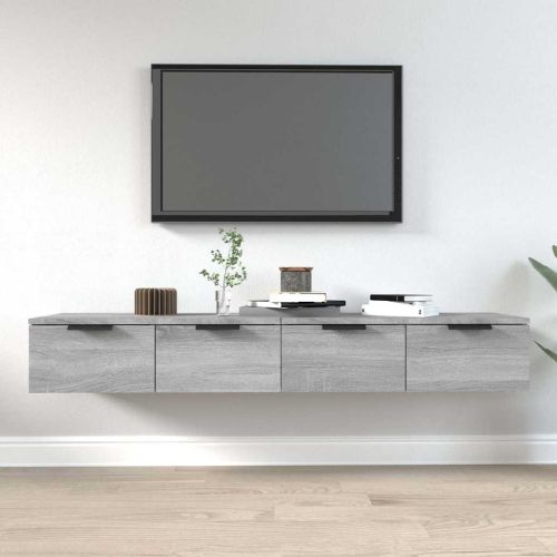 Стенни ТВ шкафове 2 бр сив сонома 68x30x20 см инженерно дърво