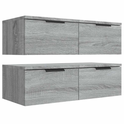 Стенни ТВ шкафове 2 бр сив сонома 68x30x20 см инженерно дърво