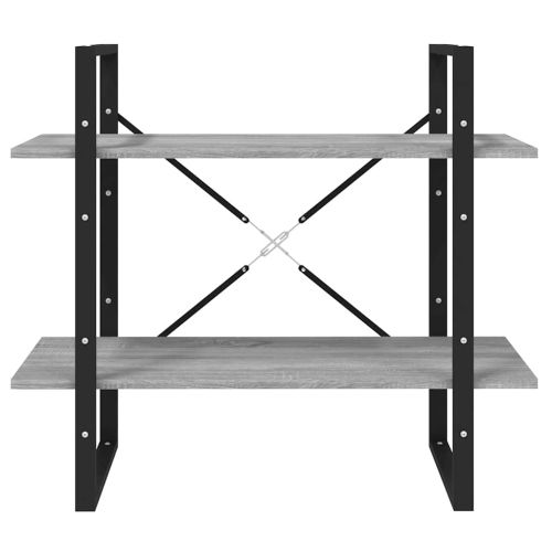Библиотека на 5 нива, сив сонома, 80x30x175 см, инженерно дърво