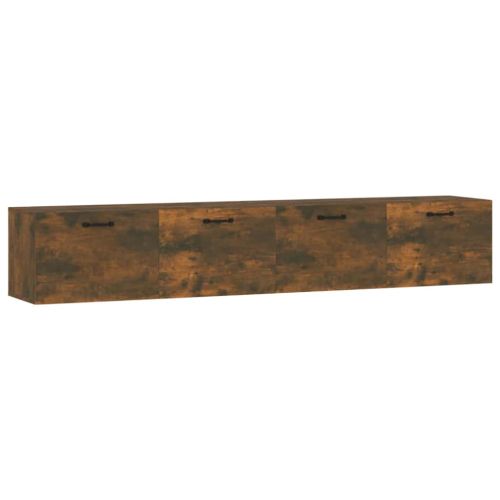 Стенни шкафове 2 бр опушен дъб 100x36,5x35 см инженерно дърво
