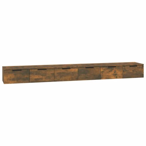 Стенни шкафове 2 бр опушен дъб 102x30x20 см инженерно дърво