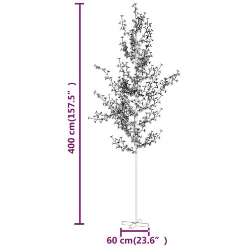 Черешов цвят LED дърво топло бяло 672 LED 400 см
