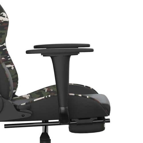 Масажен гейминг стол с опора черно-камуфлаж изкуствена кожа