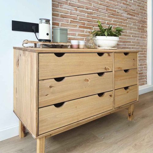 Шкаф с чекмеджета OTTA, 111x43x73,5 см, борово дърво масив