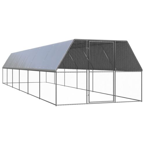 Външна клетка за пилета, 3x12x2 м, поцинкована стомана