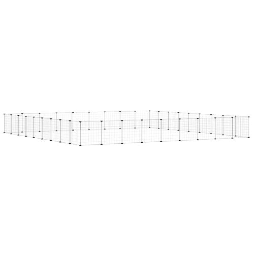 Клетка за животни с врата, 36 панела, черна, 315x315x35 см, стомана