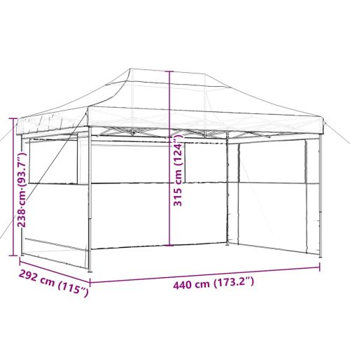 Сгъваема парти шатра pop-up с 3 странични стени черна