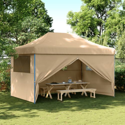 Сгъваема парти шатра pop-up с 4 странични стени бежова