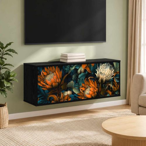 Стенен телевизионен шкаф LOCHEM 102 x 33 x 40 см Черен дъб