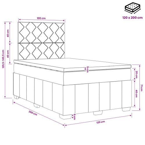 Континентално легло с матрак Синьо 120 x 200 cm Текстил