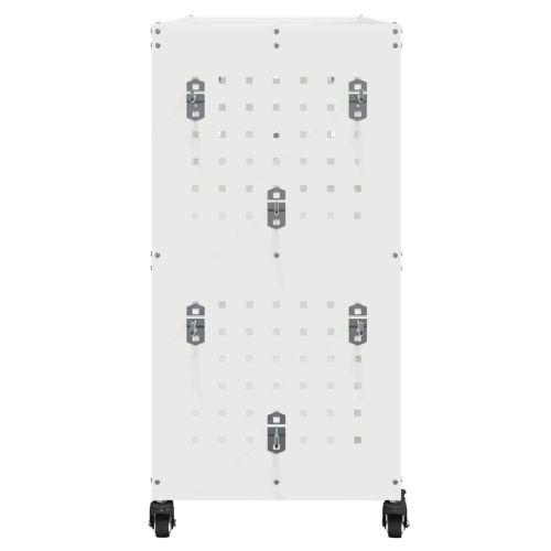 Карача за инструменти с рафт с колело Бяло 75 x 35 x 73 см