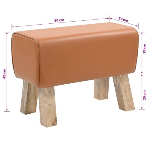 Пейка 60 x 30 x 45 cm Естествена кожа Кафяво