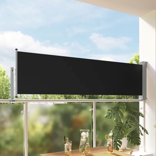 Прибираща се дворна странична тента, 80x300 см, черна