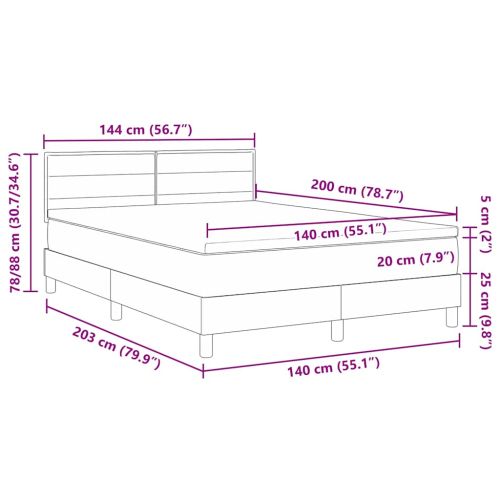 Легло с пружинирана основа с таблото Черен 140 x 200 cm текстил