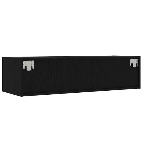 ТВ шкаф с LED осветление, Черен дъб, 100X35,5x25 см