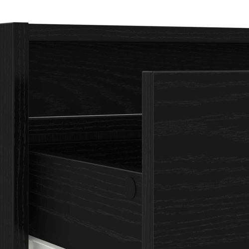 ТВ шкаф с LED осветление, Черен дъб, 100X35,5x25 см