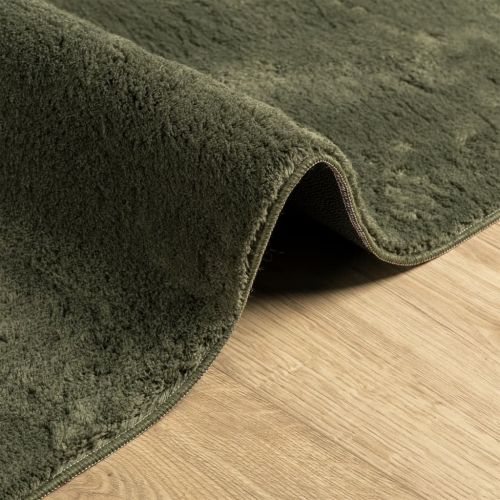 Килим HUARTE с къс косъм, мек и миещ се, горско зелен 60x110 см