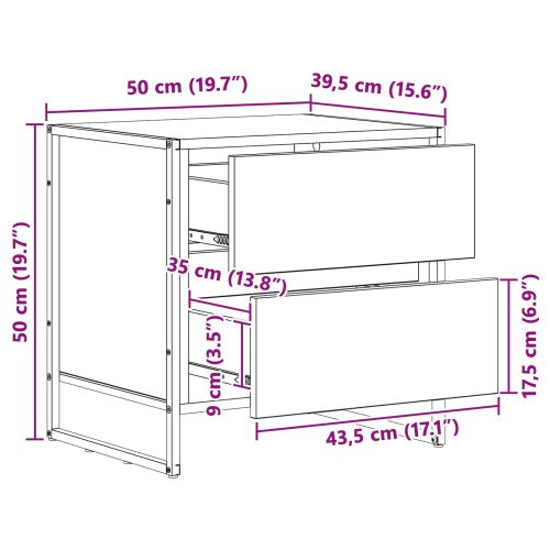 Нощно шкафче Сив Сонома 50 x 39.5 x 50 см Инженерна дървесина