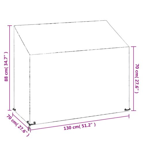 Калъф за градинска пейка 2 бр 8 капси 130x70x70/88см полиетилен