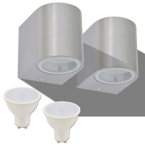 Външни LED прожектори за стена, обли, насочени надолу, 2 бр
