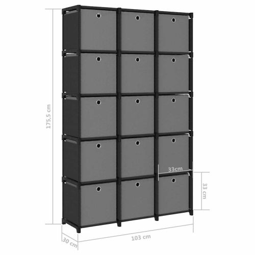 Органайзер с 15 отделения с кутии, черен, 103x30x175,5 см, плат