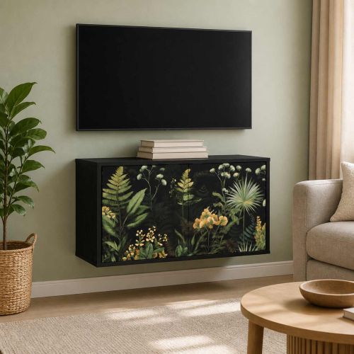 Стенен телевизионен шкаф RHENEN 69 x 33 x 40 см Черен дъб