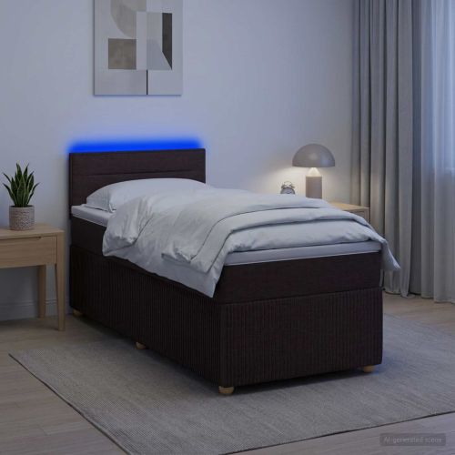 Континентално легло с матрак Тъмен кафяв 90 x 190 cm Текстил