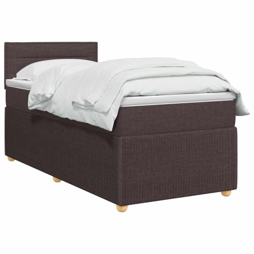 Континентално легло с матрак Тъмен кафяв 90 x 190 cm Текстил
