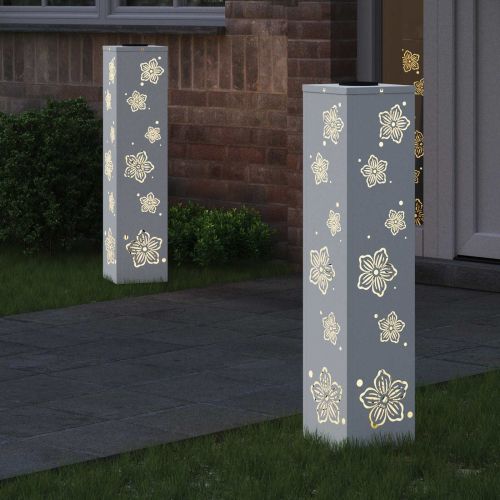 Соларна LED светлина за пътека 2 бр. Топло бяло 18 x 18 x 80 см
