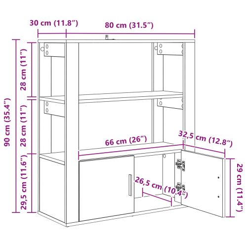 Служебен шкаф дъб артизан 30 x 80 x 90 см Инженерна дървесина