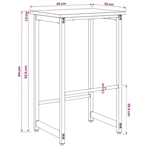 Бар стол 2 бр. Опушен дъб 40 x 32 x 64 см Инженерна дървесина