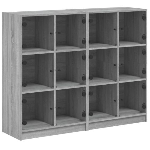 Библиотека с врати сив сонома 136x37x109 см инженерно дърво