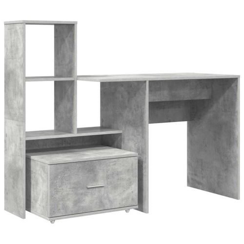 Бюро Циментено сиво Инженерна дървесина 131,5 x 50 x 106,5 см