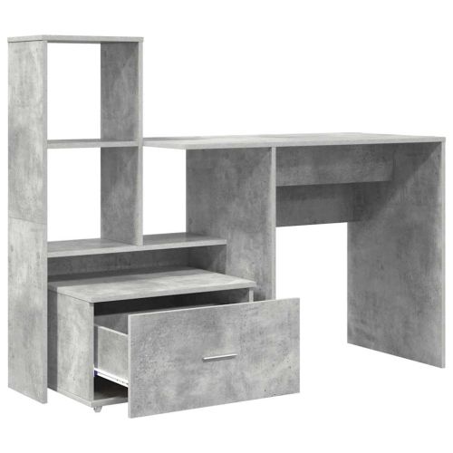Бюро Циментено сиво Инженерна дървесина 131,5 x 50 x 106,5 см