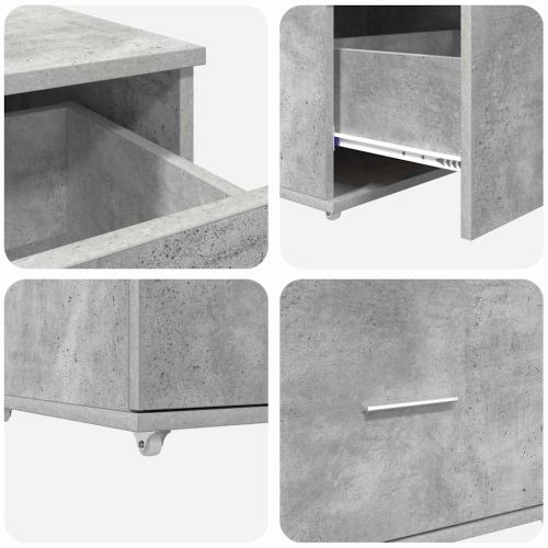 Бюро Циментено сиво Инженерна дървесина 131,5 x 50 x 106,5 см