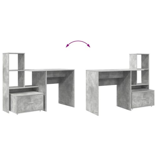 Бюро Циментено сиво Инженерна дървесина 131,5 x 50 x 106,5 см