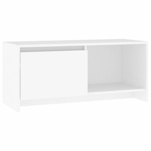 ТВ шкаф, бял, 90x35x40 см, инженерно дърво