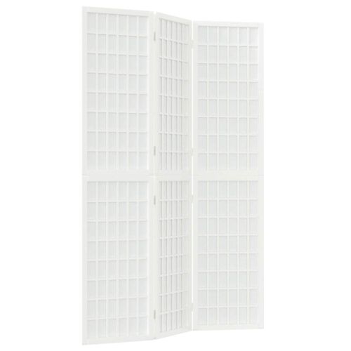 Параван за стая, 3 панела, в японски стил, 120x170 cм, бял