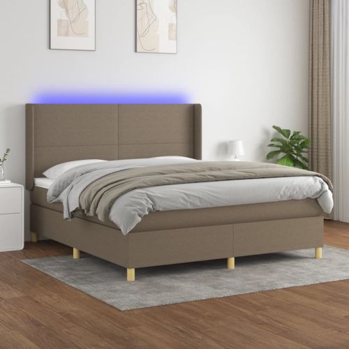 Боксспринг легло с матрак и LED, таупе, 160x200 см, плат